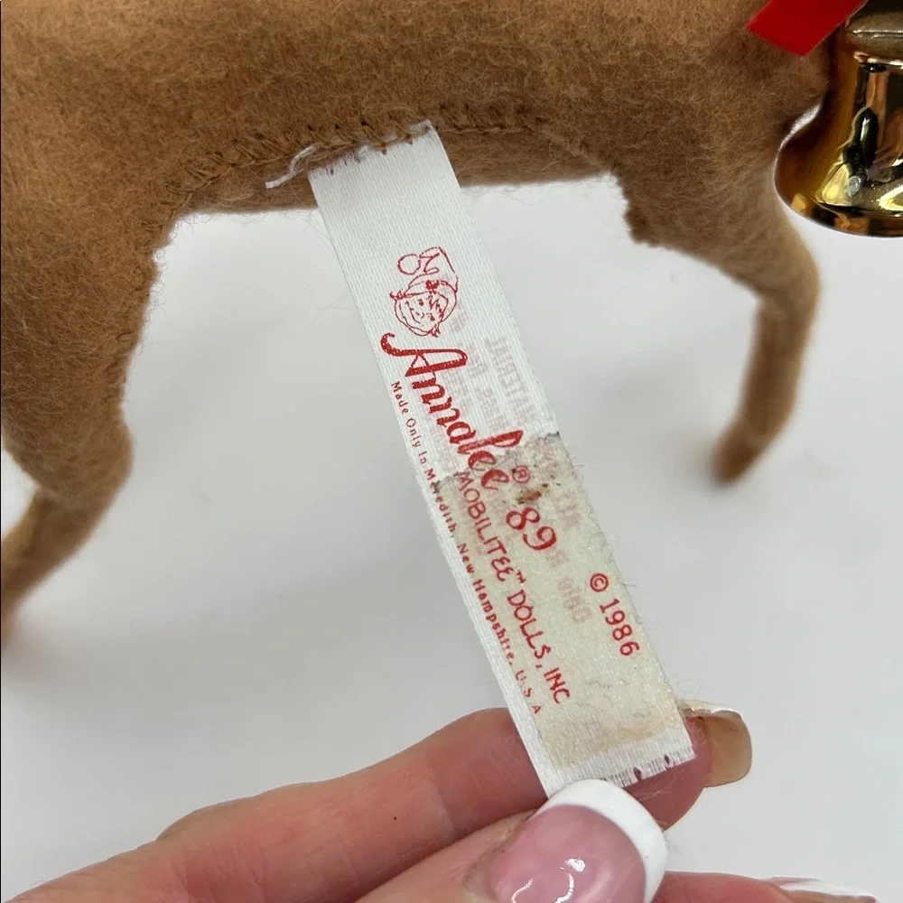 Annalee Reindeer Plush with Santa Hat and bell